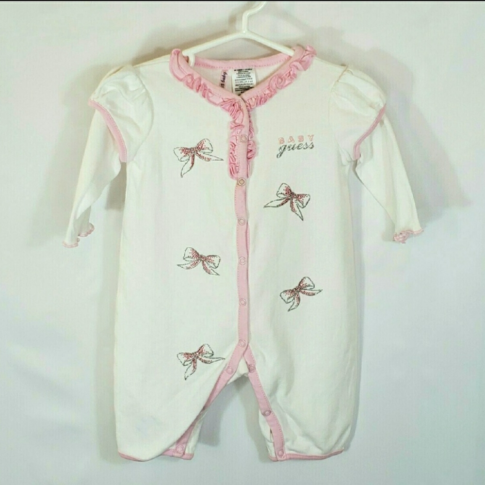 Guess Baby Cream Bow Long Sleeve Romper 3-6M - Picture 2 of 10